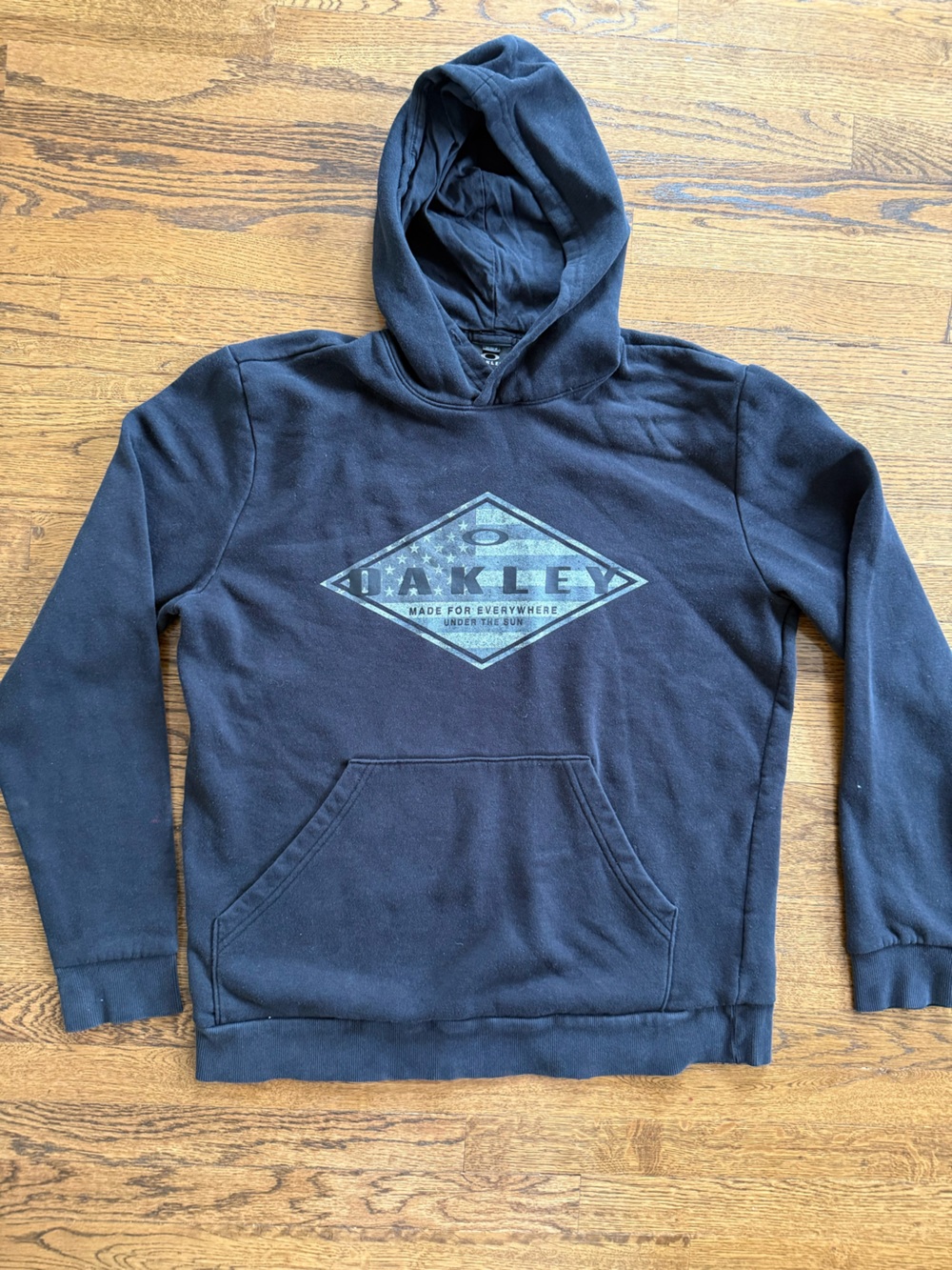 Oakley Black Hooded Pullover with Center Logo Diamond